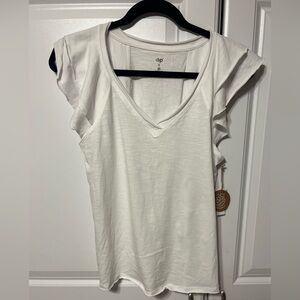 Women's white Flutter Sleeve cotton Top by Dip size S- NWT
